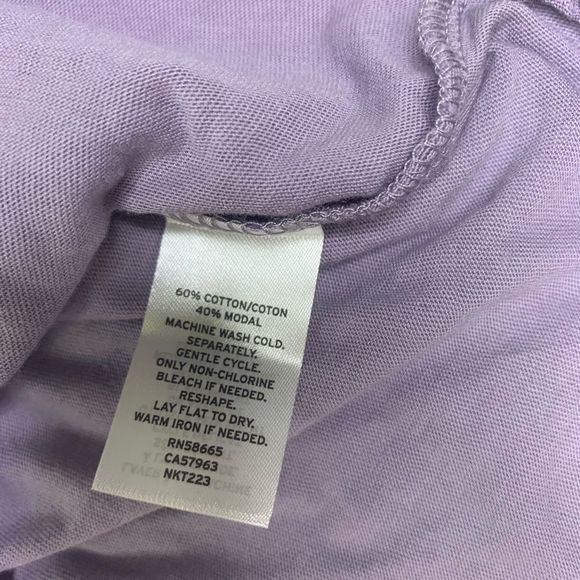 14th & Union Pleated Sleeve V-Neck Purple T-shirt size small - Picture 5 of 6